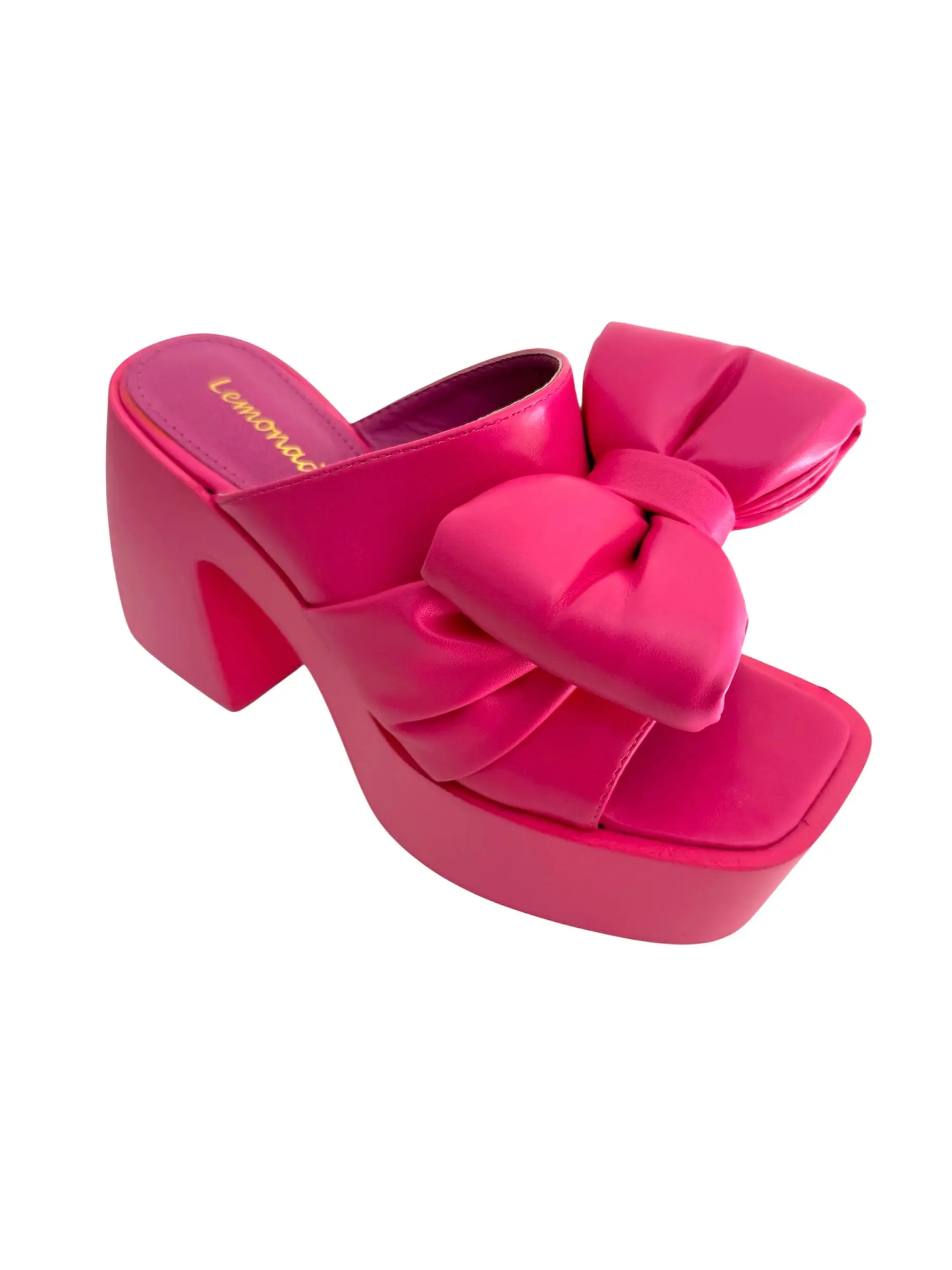 Pink Block Bow Tie Heels