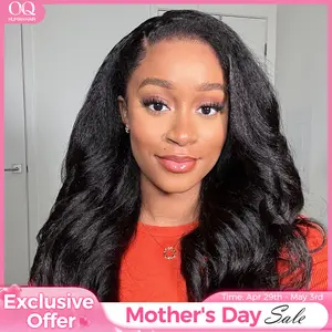 [3 In 1 Half Wig] OQ HAIR Kinky Straight Half Wig Yaki Straight Wavy Easy Wear Go Wig No Glue With Drawstring Invisible Hairline Butterfly Cut Human Hair Glueless Wigs #SummerVibes