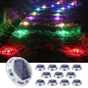 JNOEC Solar Driveway Lights Outdoor 2/6/12 Pack 9 Color in 1 IP67 Waterproof RGB Step Lights for Garden Yard Fence Stair Sidewalk Pathway Walkway Solar Powered Eco-Friendly Lighting