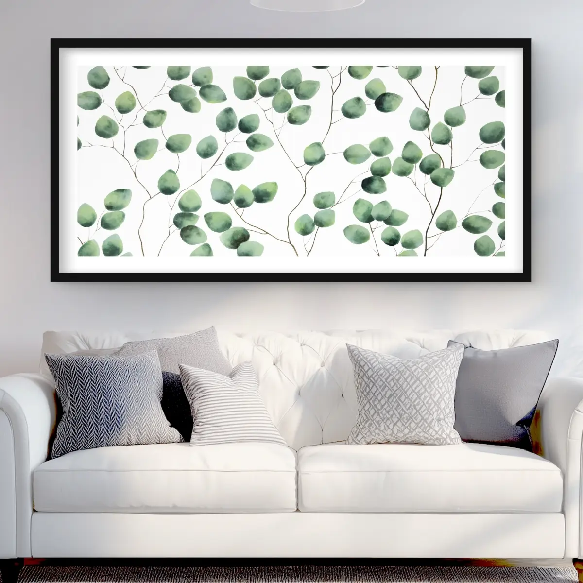 Begin Home Decor C1FM2448BY9720 24x48 in. Artistic Floral Climbing Leaves Botanical Framed Artwork - Decoration, Ideal Gift for Posters & Prints Enthusiasts