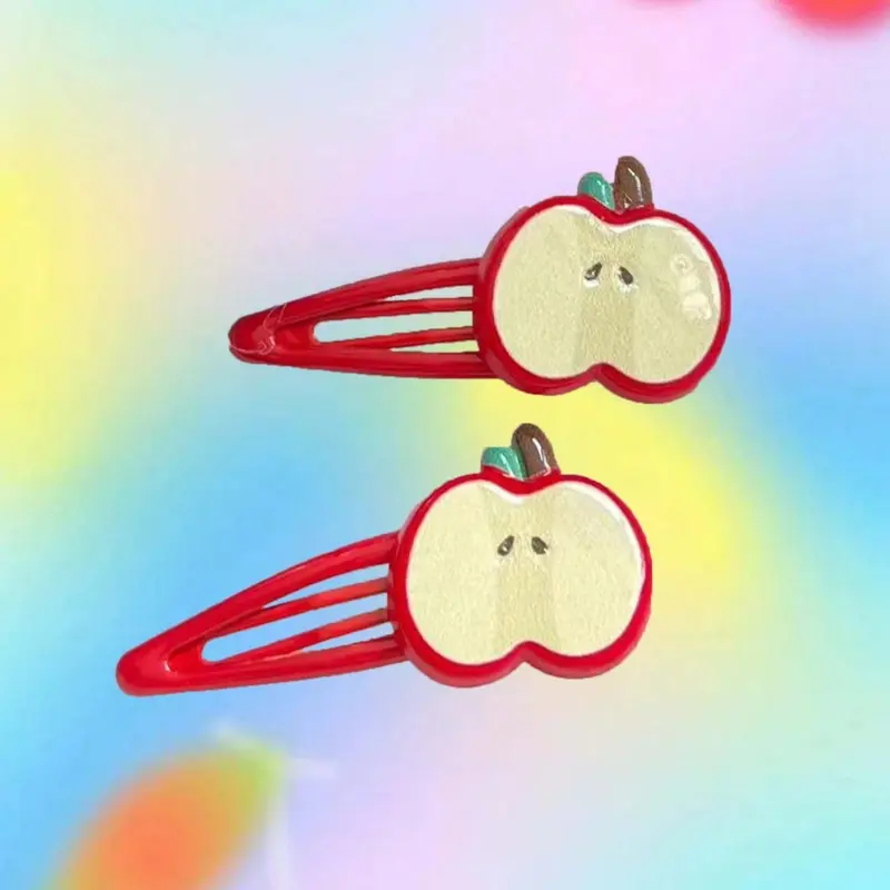 Cute Apple Design Hair Clips, Decorative Clips, Fashionable Hair Accessories for Women & Girls, Minimalist Headwear Suitable for Thick Hair
