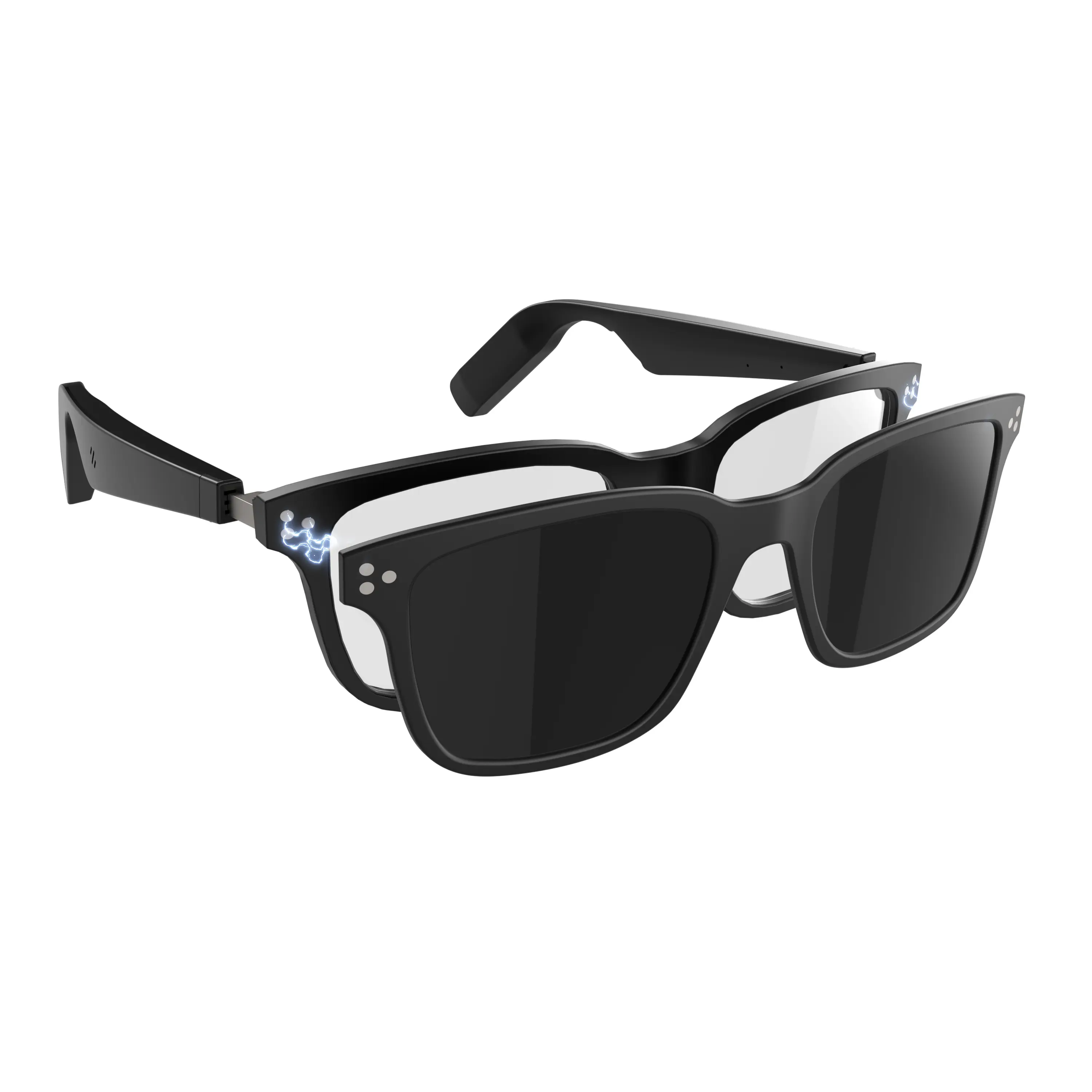 Multifunctional Wireless Digital Wearable Smart Glasses with Blue Light Filter, Magnetic Clip-on Sunglasses, Open-Ear Audio, Voice Assistant, Lightweight Rechargeable Design, Christmas Gift for Men/Women, Multifunctional Smart Glasses
