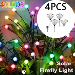 Solar Garden Lights Outdoor, 4-IN-1 40 LED Firefly Solar Lights for Outside Sway by Wind, Waterproof for Garden Patio Pathway Fairy Decoration