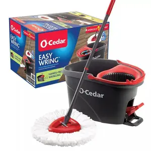 O-Cedar EasyWring Spin Mop & Bucket System - Removes 99% Bacteria with Water, Hands-Free Wringing, Machine Washable, Telescopic Handle, Deep Cleaning for Hard Floors
