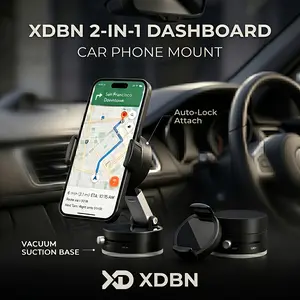 XDBN A12 2-in-1 Detachable Magnetic Car Phone Holder, Auto-Lock Suction Mount for Dashboard, Windshield