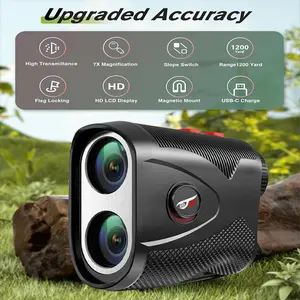 Golf Rangefinder Laser Range Finder with Slope, 1200Yards, 7X Magnification for Golf/Hunting with Flag Pole Lock Vibration, Magnet Stripe Rechargeable