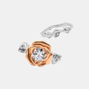 【731】"Cupid's Garden" Thorned Rose 1 Carat Synthetic Moissanite Stacking Ring Set springtok springtok