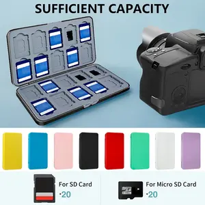Durable Silicone Memory Card Organizer, Fits SD & Micro SD Cards, 40 Slots (20 SD + 20 TF), Protective Case for SDHC, SDXC, TF Cards
