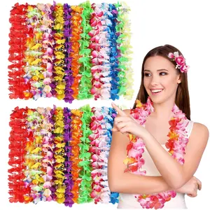 10pcs Leis For Luau Party - Colorful Hawaiian Bulk Tropical Flower Lais Hawaii Decor Summer Beach Pool Decoration Favour Supplies