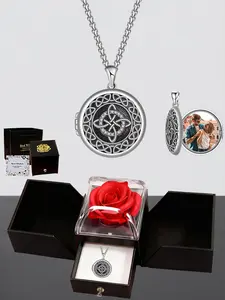 Celtic Locket Necklace Vintage Copper Custom Picture Pendant, Memorial Album Necklace, Ideal Gift for Wife Girlfriend