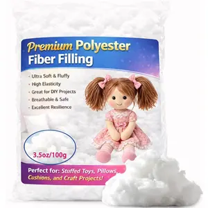 Polyfill Stuffing 3.5oz/100g, Premium Polyester Fiber Fill for Stuffed Animals, Crochet Toys & DIY Crafts, High Resilience Fiberfill for Small Projects, Machine Washable