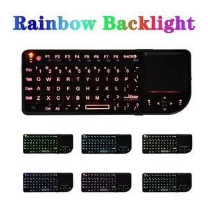 A8 2.4G Mini Wireless Keyboard and Mouse Set with Seven-Color Rainbow Backlight Multimedia Touchpad