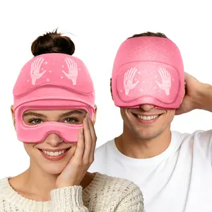 Migraine Headache Relief Cap - Built-in Slide-Up Eye Mask - 360° Cooling & Compression Hangover Hat for Hot & Cold Therapy, Ice Head Wrap for Tension and Stress, Gift Soothing Sleep Aid Products