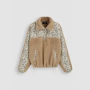 Cider Fleece Floral Patched Oversized Sweatshirt
