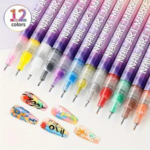 12 color color 3D nail pencil set, dotting, drawing, eyeliner and graffiti functions, nail beauty DIY nail tools, Valentine's Day gifts