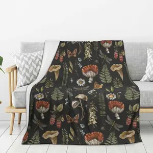 Mushrooms Throw Blanket, 320gsm Fluffy Cozy Soft Warm Plush Lightweight Decorative Blanket Gifts for Women Men, Blankets Quilt for Bed Sofa Chair Couch (50"x40")
