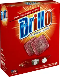 Brillo Steel Wool Soap Pads for Kitchen, Long-Lasting Original Scent Cleaning Sponges, 18 Count (Pack of 1)
