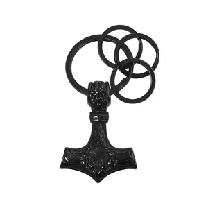 OIDEA Mjolnir Viking Hammer Keychain for Men - Stainless Steel, Norse Compass, Celtic Rune Amulet, Heavy-Duty Metal, Medieval Fantasy, Bold Statement, EDC, Historical Style Gift, Heavy-Duty Metal Keychains, Medieval Fantasy Keychains
