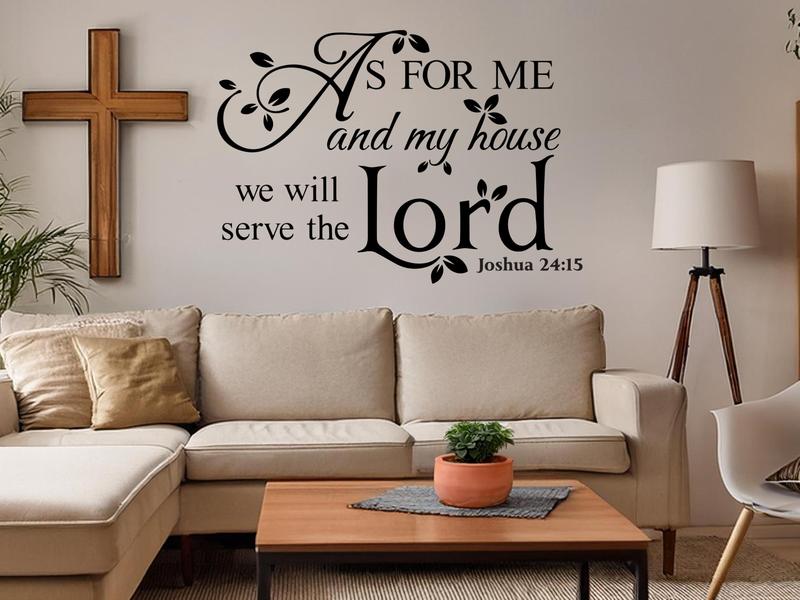 Joshua 24:15 Wall Decal –  As For Me and My House Scripture Vinyl Sticker – Christian Bible Verse Wall Decor – Premium Quality & Damage Free Removal