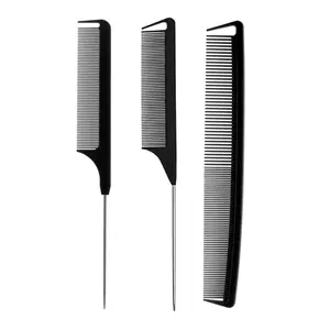 3pcs Rat Tail Comb Set Barber Styling Parting Braids Metal Pintail Comb Fine Teeth Hair Brush Dyeing Hairdressing Tool