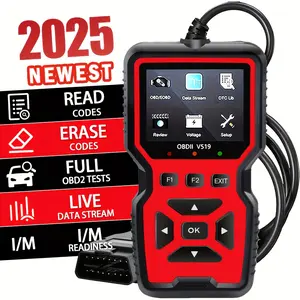 Car OBD2 Scanner Diagnostic Tool Code Reader, Car Voltage Tester Engine Fault Code Scanner, Charging Tester Diagnostic Tool For OBDII Protocol Cars V519-red