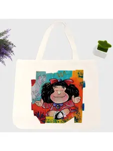 Mafalda Comic Ulzzang Cartoon Kawaii Design Shoulder Canvas Bags Large Capacity College Harajuku Handbag Women Bag Shopping Bag