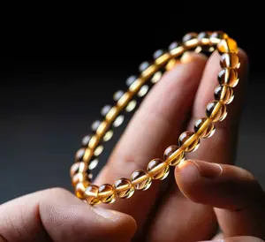 Natural Citrine Bracelet Golden Honey Quartz Beaded Bracelet