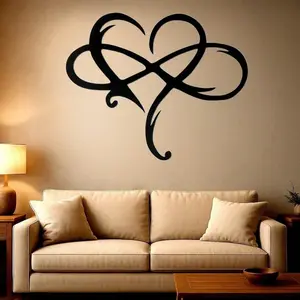 1 pc Infinity Heart Metal Wall Decoration Art Eternal Love Infinite Heart-Shaped Wall Decoration, Infinite Heart-Shaped Bedroom Decoration Love Logo Plaque Steel Art Geometry Hollow Wedding Decoration, Modern Minimalist Design, Home Decor Abstract Design