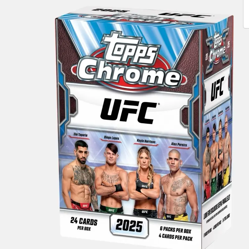 Topps 2025 Chrome UFC Blaster Box - Sports Card Items - 6 Packs, 24 Collectible Trading Cards, Card Collecting