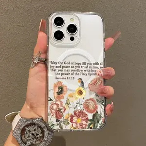 Soft Girl Magnetic Case for iPhone11/12/13/14/15/16/17/promax, Romans 1513 Hope Verse Lightweight, Drop-Proof, MagSafe Compatible | Perfect for Teen Girls