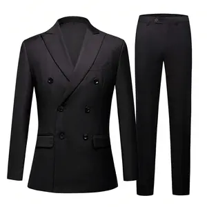 Solid Color Men's Suits, 2-Piece Double Breasted Tuxedo For Men, Colored Formal Suits For Men's Daily Wear