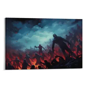 Halloween Zombies Wall Decor Canva Print - Spooky Wall Art And Pictures Canvas Poster Bedroom Decor Sports Landscape Office Room Decor Gift Frames Ornaments