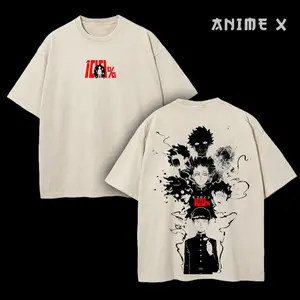 Retro Heavy Limited Shigeo Kageyama "Mob" - Mob Psycho 100 Anime Double Printed Vintage Oversized Washed Tee  Unisex Oversize Anime Manga Washed Heavyweight Cotton T-shirt, Gift For Anime Fan, Anime Lover