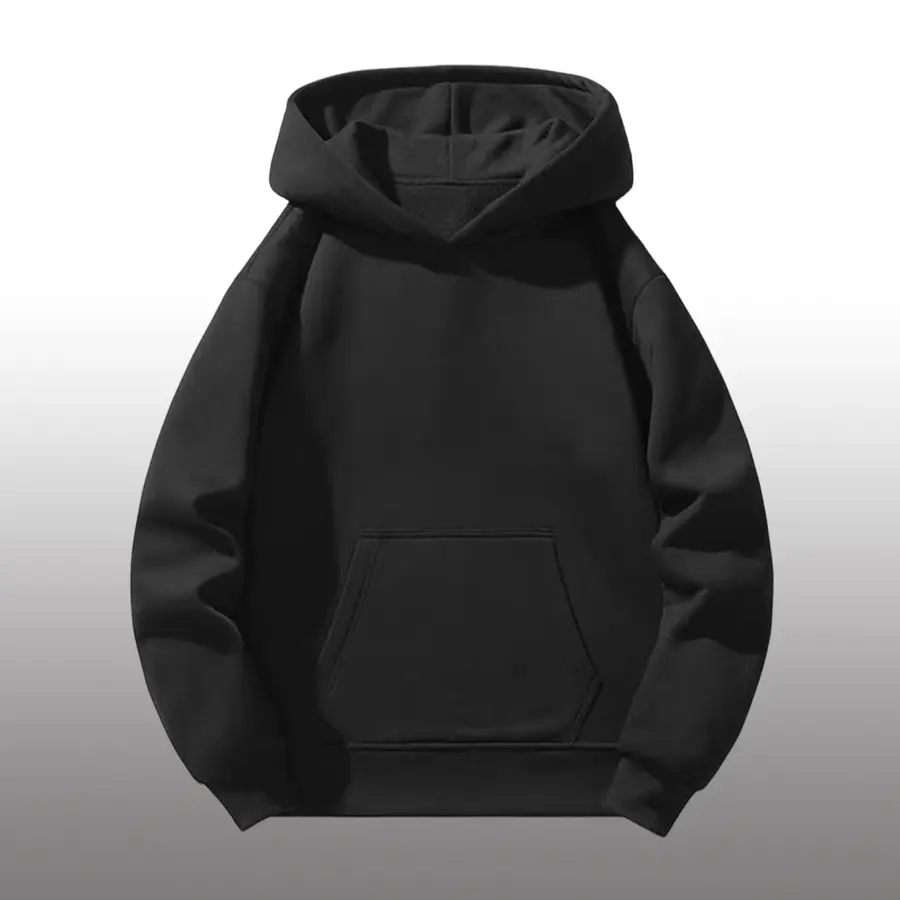 Men's Fashion Pullover Hoodie, Plain Regular Fit Sweatshirt with Kangaroo Pocket, Casual Long Sleeve Menswear for Fall & Winter, Fitted, With Hood