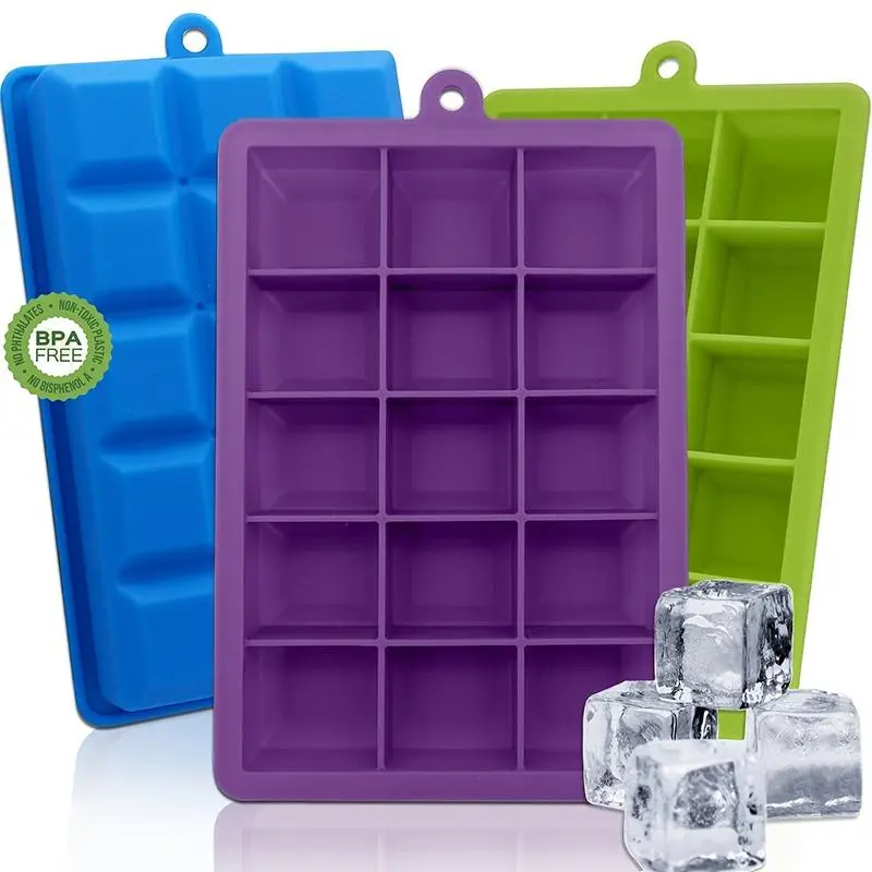 Silicone Ice Cube Molds, Food Grade Home Use, DIY Ice Tray, Creative Ice Maker, Quick Freeze, 3 Pieces Set, Trendy Small Ice Cubes, Reusable Ice Cubes, Home Bar Accessories