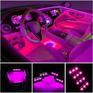 Car LED strip light, 4counts 36 LED car interior lights under dash lighting waterproof kit, atmosphere neon lights strip for car, DC 12V (pink) ledpanel