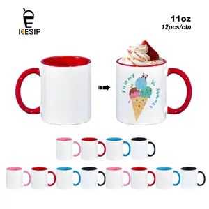 Icesip mixed 4-color 11 OZ Sublimation Ceramic Sublimation blank coffee mug 12pcs/carton for custom diy