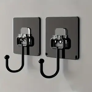 2 Large Heavy-Duty Wall Hooks, Self-Adhesive Multi-Functional Hooks for Clothes and Towels, Waterproof Kitchen and Bathroom Accessories
