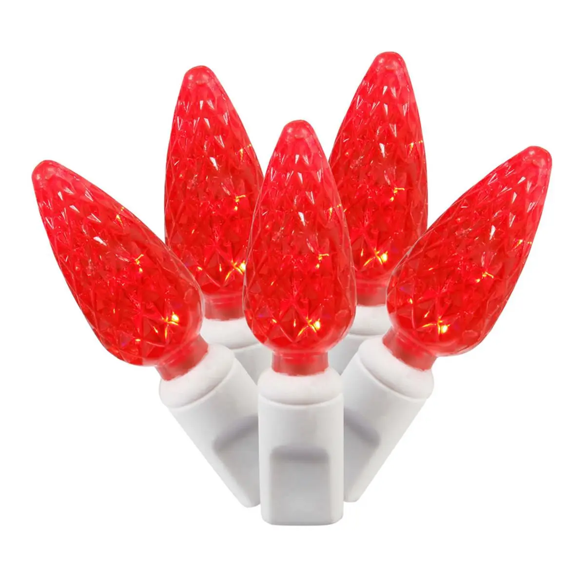 Vickerman LED C6 Red String Lights - 25 ft. White Wire End-Connecting Set for Christmas Decorations, Led String Lights, C6 Lights