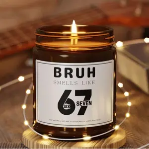 Bruh 67 Candle Gift, Funny 67 Teen Slang Gift, Teenager Christmas Six Seven Candle Gift For Kid, Teen, Tween, Gen Z Alpha 6-7 Birthday Gift