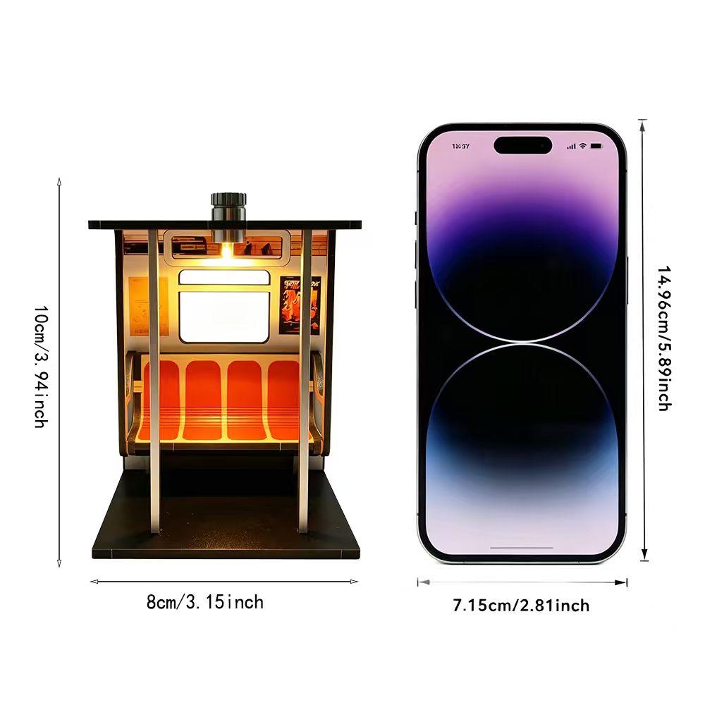 American-style neon night lights for bus stops in New York. Retro bus waiting shelter model desk lamp. Desktop decorative piece lamp.
