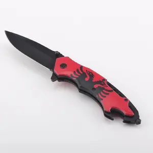 Albanian Flag Legal Folding Pocket Knife - Multi-Function EDC Tool with Bottle Opener, Glass Breaker - Compact Durable Knife with Portable Clip for Camping, Hiking, Fishing, Work - Souvenir Gift for Men and Women