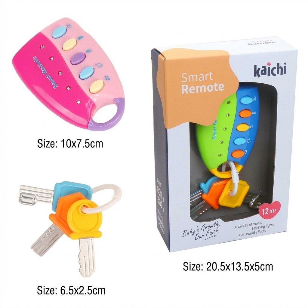 2 Pack Simulated Car Key Toy with Music & Light Effects, Musical Light-Up Sensory Toy, Creative Educational Toy for Birthday Gifts