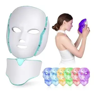 Seven color LED facial and neck care device, odorless, 110-240V voltage, American plug, plug-in, high-frequency facial skincare and beauty device
