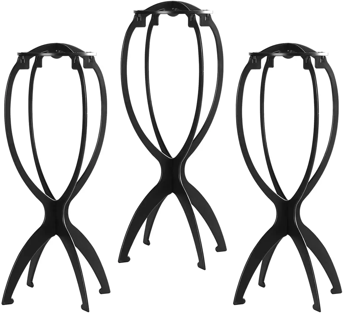 Wig Stand, Wig Head Stand, Wig Holder for Multiple Wigs, Black, 3 Pack campingessentials