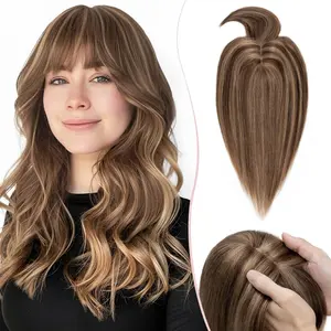 SEGOHAIR Human Hair Topper with Bangs for Women 33g-44g Real Hair Toppers with 3 Anti-Slip Clips Easy to Wear & Remove Natural Look