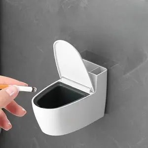 Creative Wall-Mounted Bathroom Ashtray, Home Use, Trendy Design, Living Room, Bathroom, Toilet, with Lid, High Capacity Ashtray