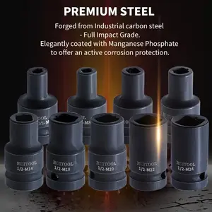 9pcs Tap Socket Set, Carbon Steel Machine Tap Holder, 1/2'' Square Drive, Quick Change Thread Tap Adapter, M6-M24, No Assembly Needed