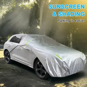 Universal Car Half Body Cover - Waterproof Sun Shade Hood Dust Cover, Snow & Frost Prevention, All Weather Protection for Daily Outdoor Parking & Garage Use
