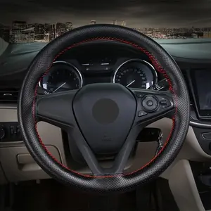 Car Steering Wheel Cover Faux Leather, Embroidered & Woven Thread Design, Soft Touch DIY Car Accessories, Automotive Interior Decor, Car Steering Wheel Insert Accessories